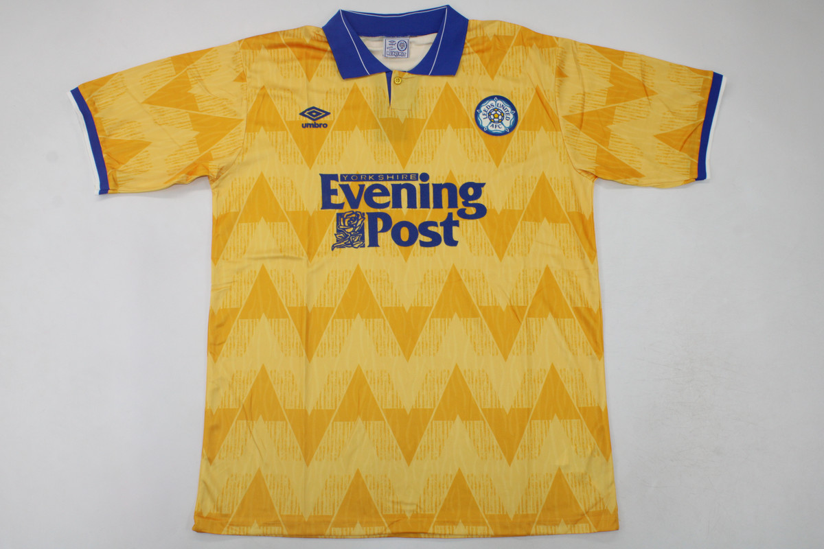 AAA Quality Leeds United 91/92 Away Yellow Soccer Jersey